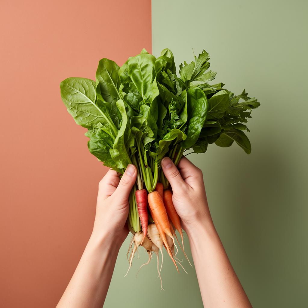 Manos sosteniendo vegetales frescos